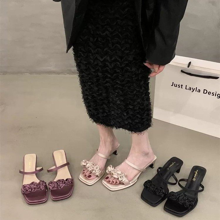 Women Sandals High Heel Fashion Versatile Outdoor Trendy Wear France NEW hot Gentle hot Style Triple Black Apricot Purple Free shipping