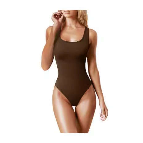 European And American Women's Low Neck Sleeveless Vest Tight Fitting Jumpsuit