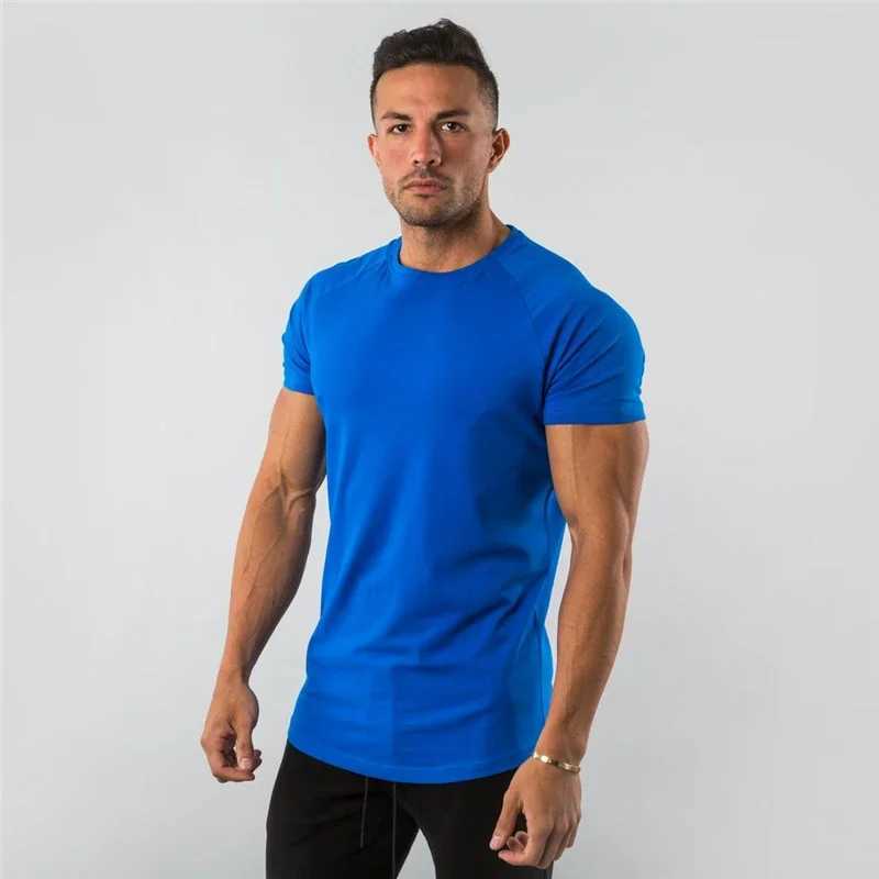 High Quality Brand gym clothing fitness t-shirt mens fashion summer sports short sleeved t-shirt cotton bodybuilding muscle exercise t-shirt T250108