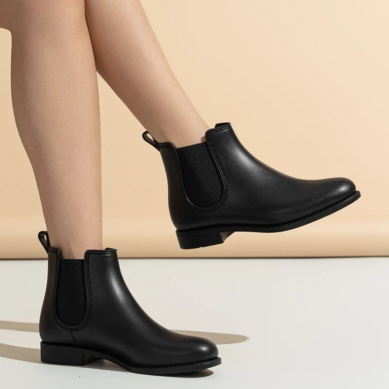 Womens Rain Boots Non-Slip Waterproof Wear-Resistant Short Fashion Boots Spring Fall Adult Ladies Rain Boots 250106