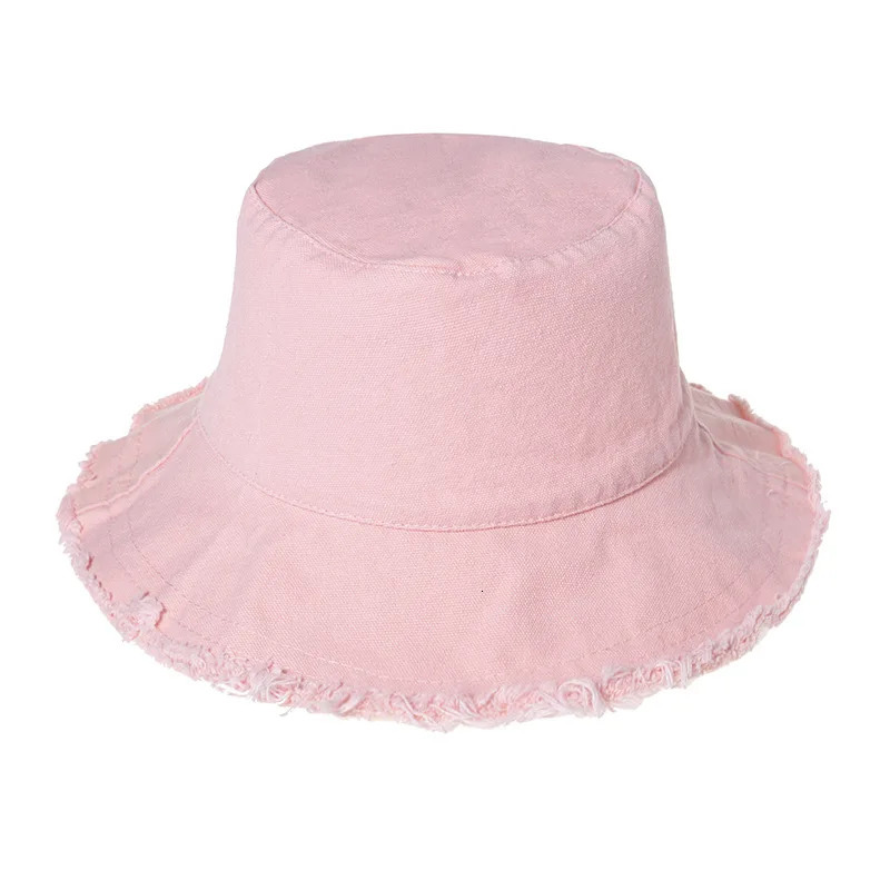 Raw Edge Bucket Hat Sunscreen Solid Color Foldable Sun Hat Outdoor Travel Casual For Men Women Fisherman Hatst 250107