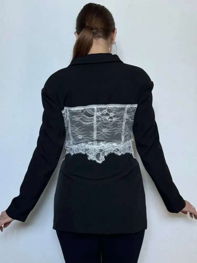 2024 New Fashionable Outerwears Clothing Lace Ed Slim Suit For Women Long-Sleeves High-Waisted Western-Style Clothes