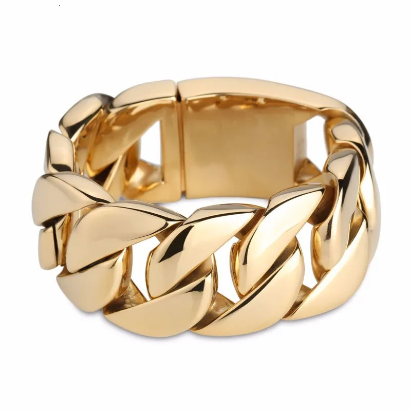 Drop 31mm Gold Color Bracelet Bangle Mens Heavy Chunky Link Chain Bracelet Fashion Jewelry Gifts 250107