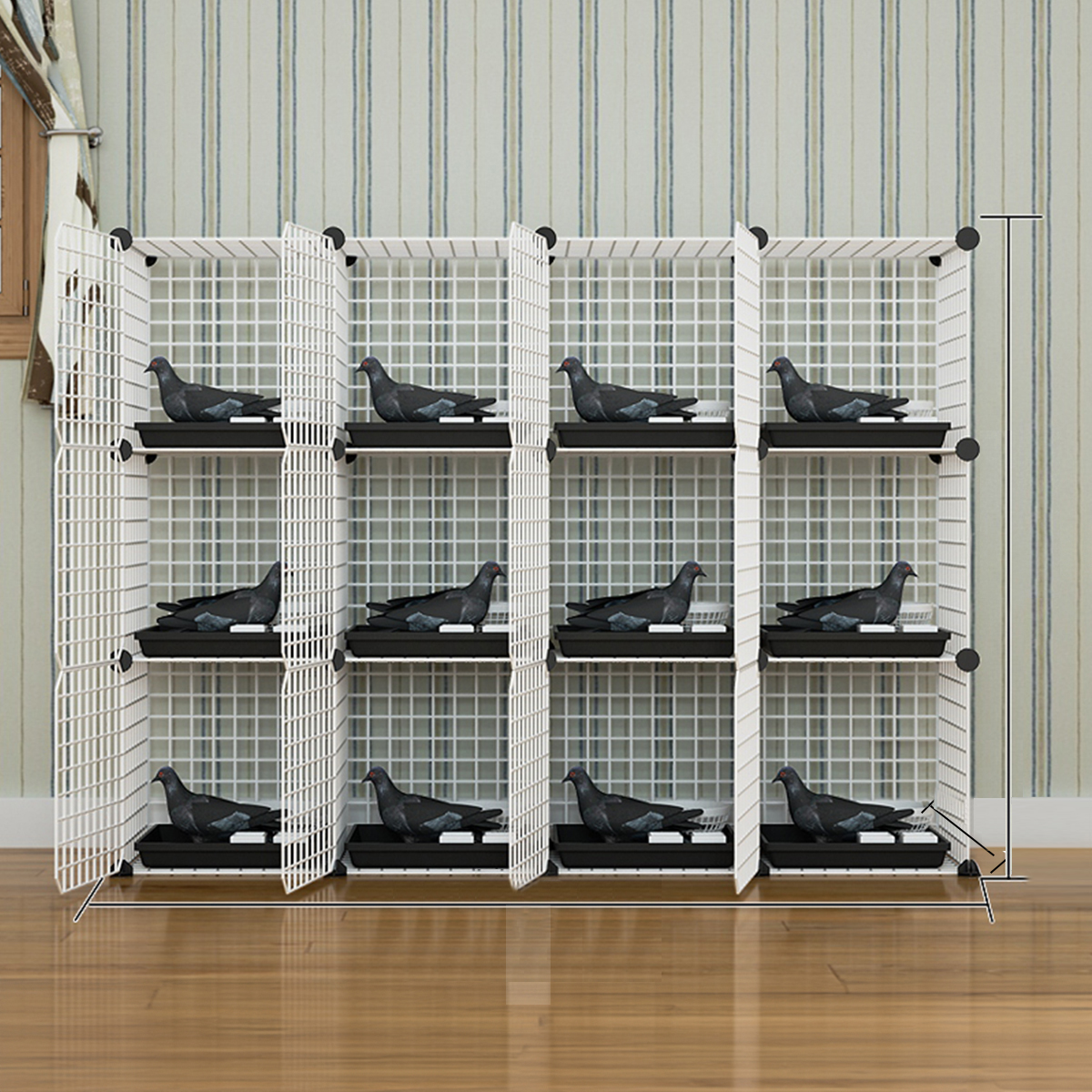 Premium Large Household Pigeon Enclosure Multilayered Iron Birdhouse with White Grid Pattern