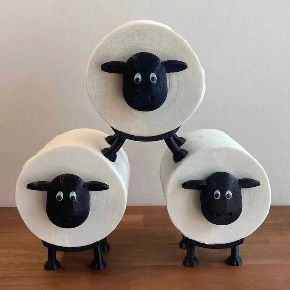 Sheep toilet paper holder resin cute sheep tissue box stackable suitable for his shower and dressing table Y250108