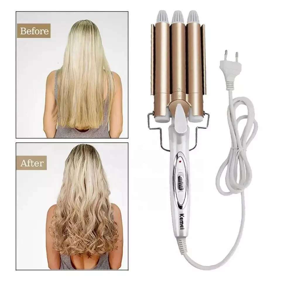 Electric Curler Waver Styler KM-1010 Curg Iron 2 In 1 Hair Straightener