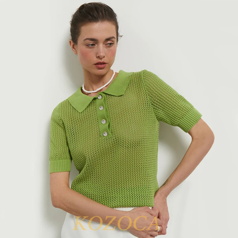 Kozoca Summer Outfits Short Sleeve Solid Polo Shirt Women Fashion Office Ladies Tops T-Shirts Casual Tees Elegant Clothes 250107