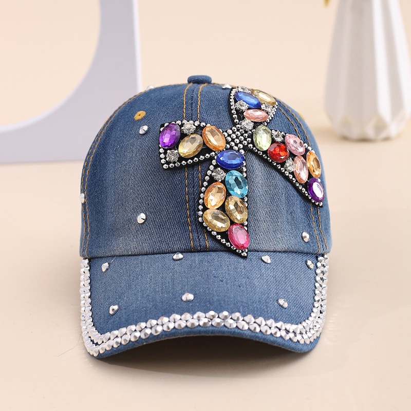 Casual sun hat tide bow can be adjusted to show the face of a small hundred with diamond duck tongue cap female with diamond cowboy baseball cap
