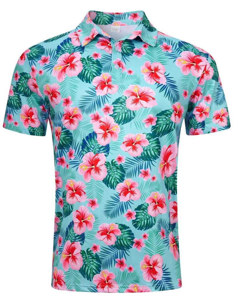 Fashion Men Polo Shirt 3d Hawaii Print Daily Casual Short Sleeve Loose Oversized T-Shirts Street Cool Tops Summer MenS ClothingXJ250108