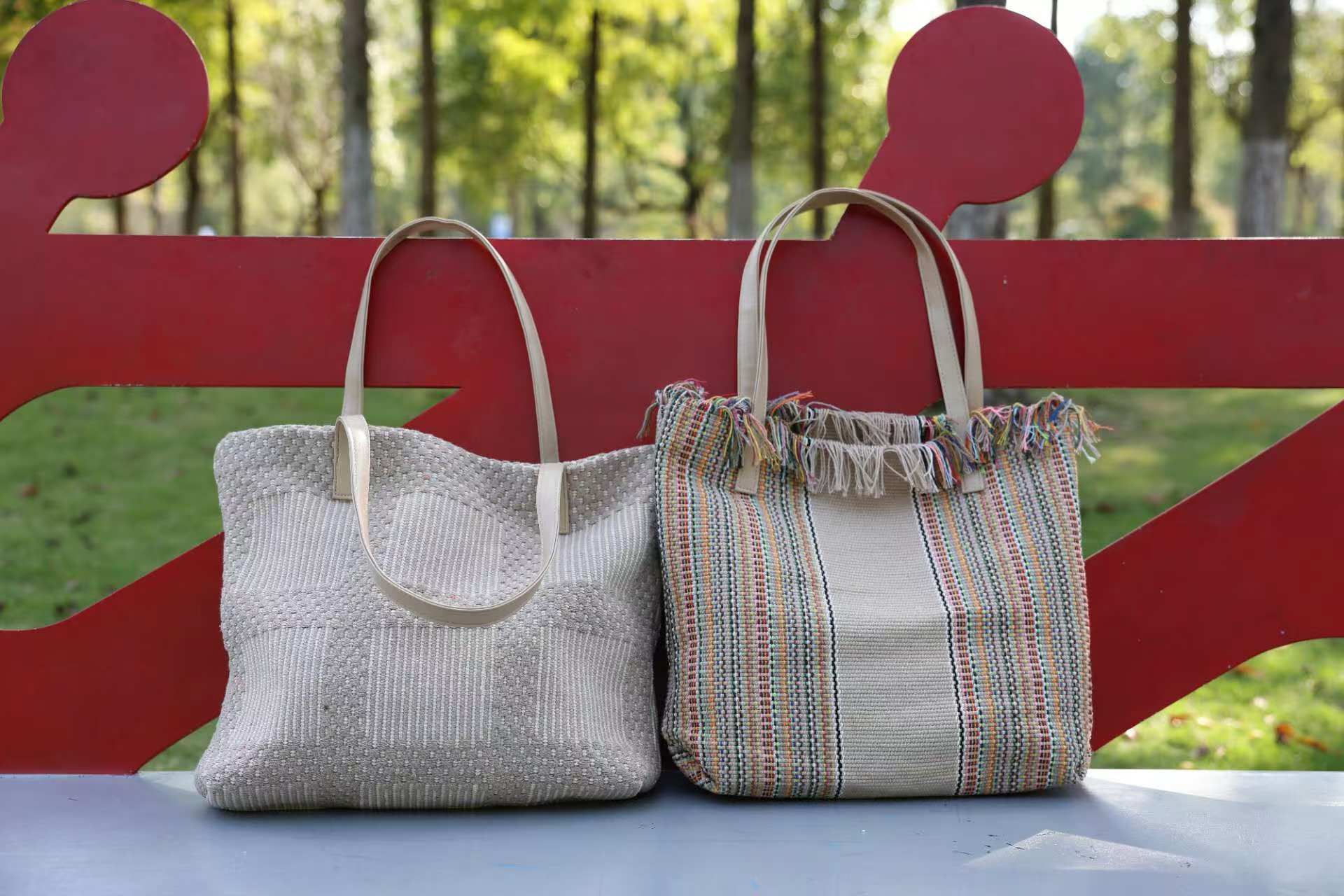 Handwoven Vintage Linen Crossbody Bag for Women