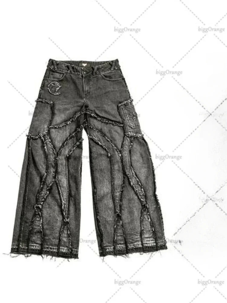 Autumn Ripped Jeans Mens Cutoff Pants Street Wear Y2K Punk Hip Hop Overalls West Loose Washed Clothes Scrub Pants 250107