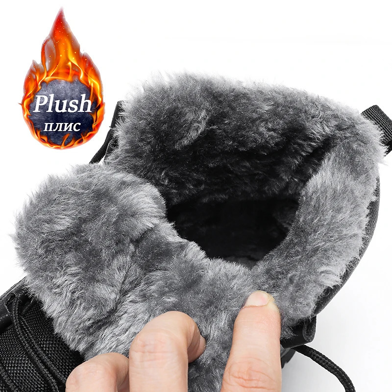2024 Mens Sneakers Cotton Shoes Winter Plush Trekking Shoe TPR Shoes Non-slip Ankle Boots Waterproof Leather Warm Snow Boots Men 250106