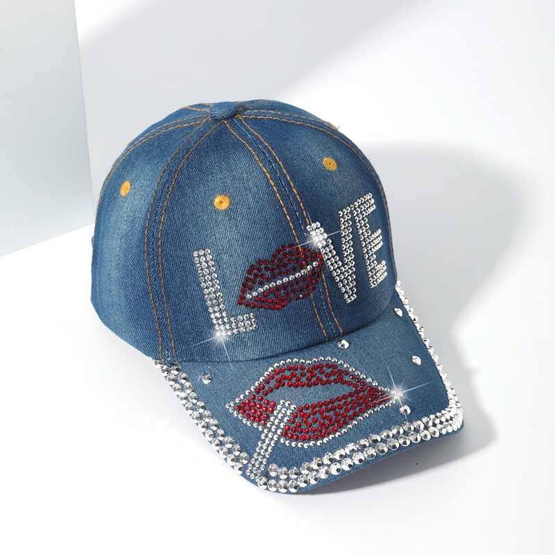 LOVE diamond baseball cap trend fashion diamond duck tongue cap female cowboy sunscreen letters decorated sun hat wholesale