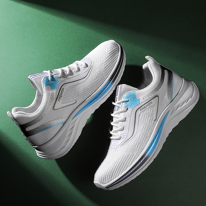 Men Sports Shoes Thick Sole Anti-slip Mesh Breathable New Fashion Outdoor Running Sneakers Triple Black White Grey Free shipping