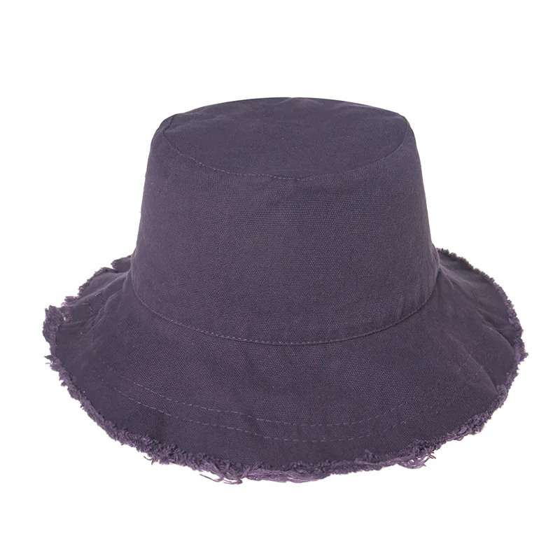 Raw Edge Bucket Hat Sunscreen Solid Color Foldable Sun Hat Outdoor Travel Casual For Men Women Fisherman Hatst 250107