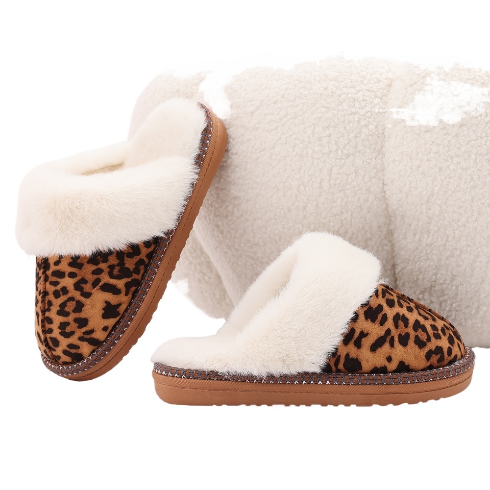 Kidmi Fashion Fuzzy Cotton Slippers For Women Indoor Non-slip Faux Fur Collar Fluffy Slides Winter Soft Cozy Plush House Shoes ddmykukumalu