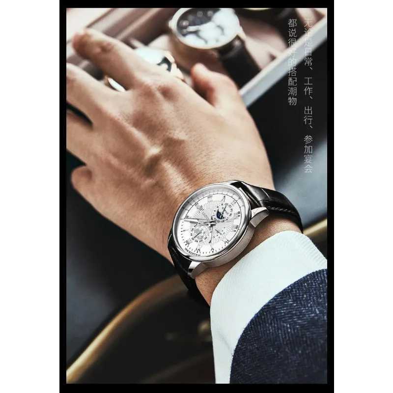 Mens luxury brand fashionable high-end retro quartz leather strap fake three eye fashionable business wristband Y250108