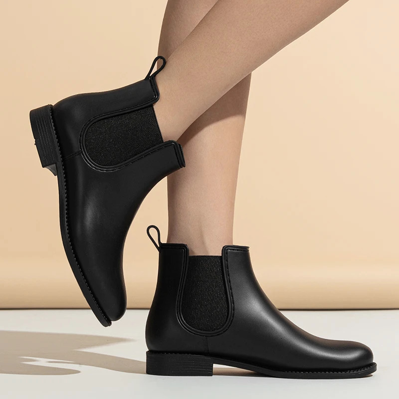 Womens Rain Boots Non-Slip Waterproof Wear-Resistant Short Fashion Boots Spring Fall Adult Ladies Rain Boots 250106