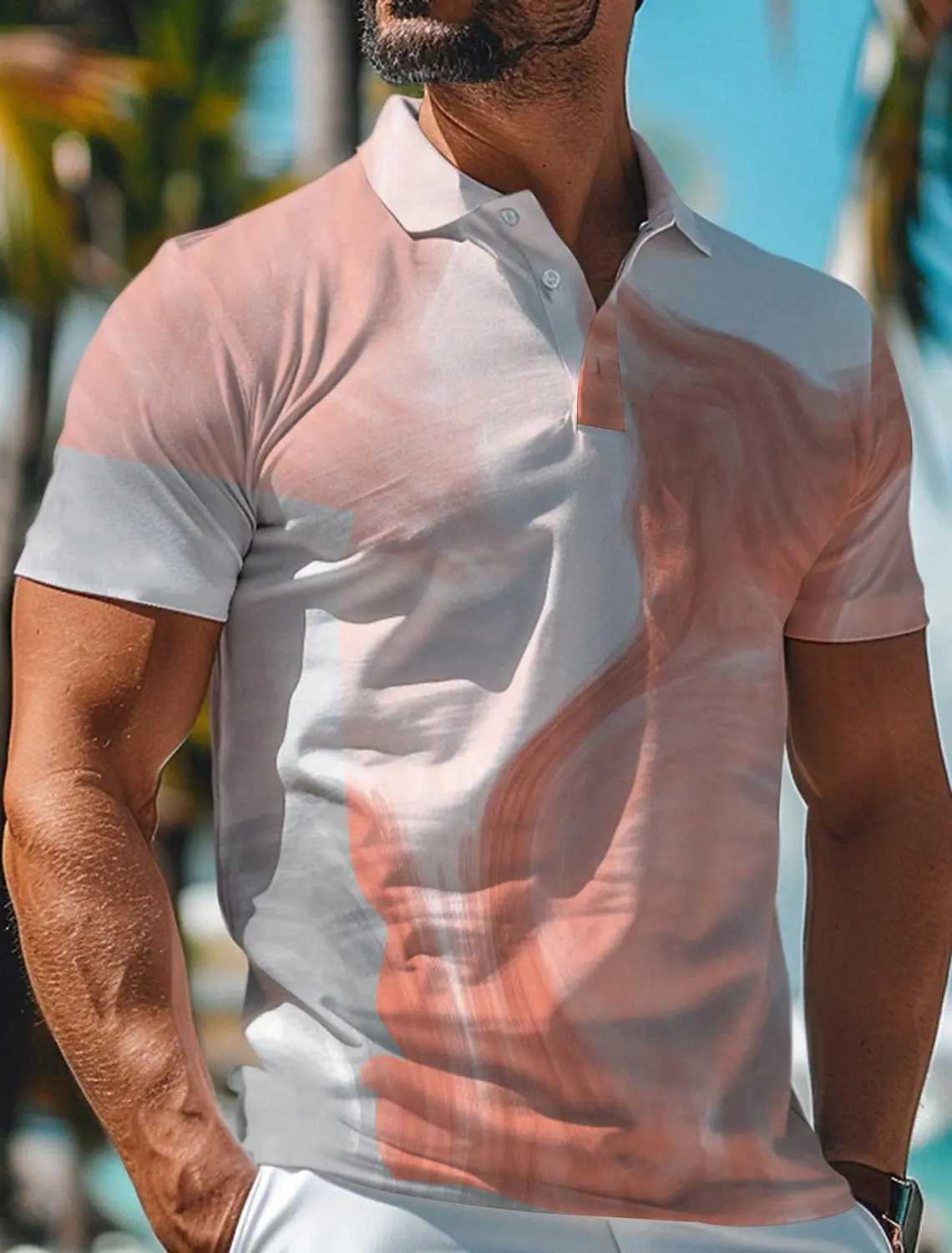 Geometry Mens Polo Sportswear Casual 3D Print Golf Polo Polyester Short Sleeve Turndown T-Shirts Micro-elastic Lapel Polo shirtXJ250108