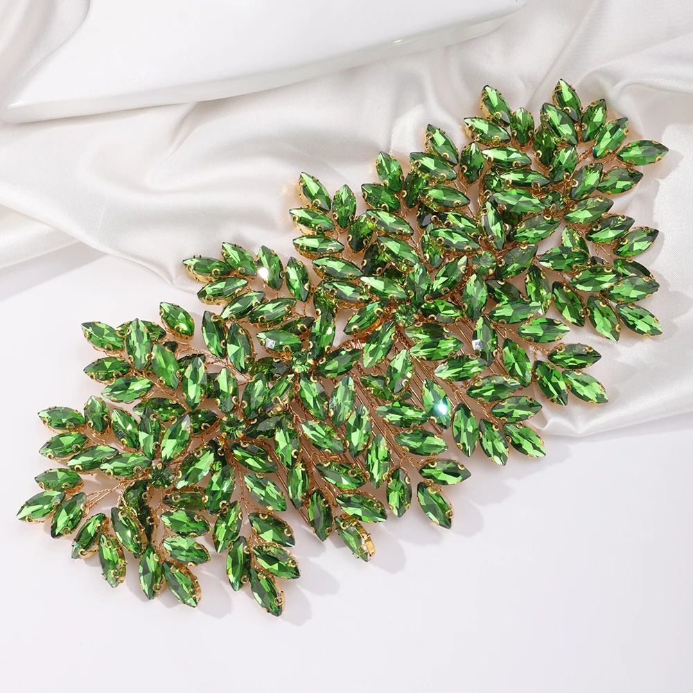Green Rhinestone Bridal Hair Comb Headpiece Red Handmade Wedding Hair Accessories Party Jewelry Tiara for Women Headdress 250107