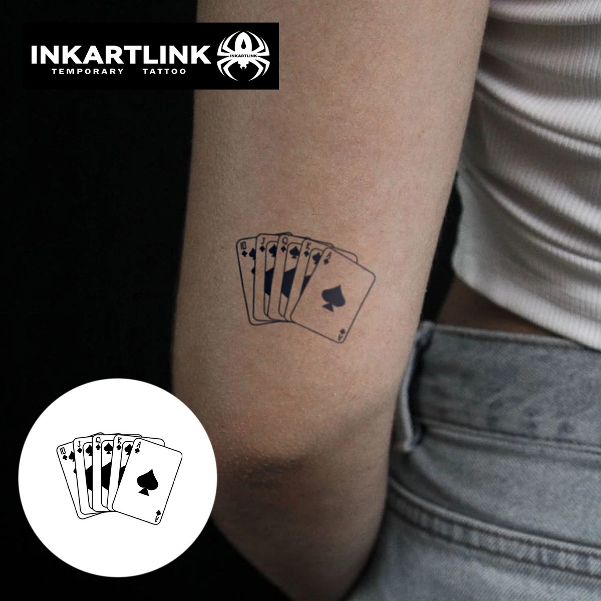 3 pcs Poker Temporary TattooLasts To 15 Days Technology Magic Waterproof Semi Permanent Sticker 241230