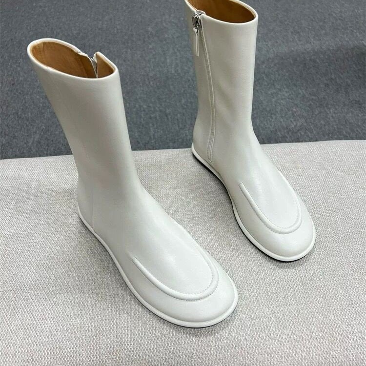New Ankle Boos 2024 Flat Casual Solid Boots Pu Leather atos Mujer Fashion Autumn Women Shoes Short Botas Femininas 01ce
