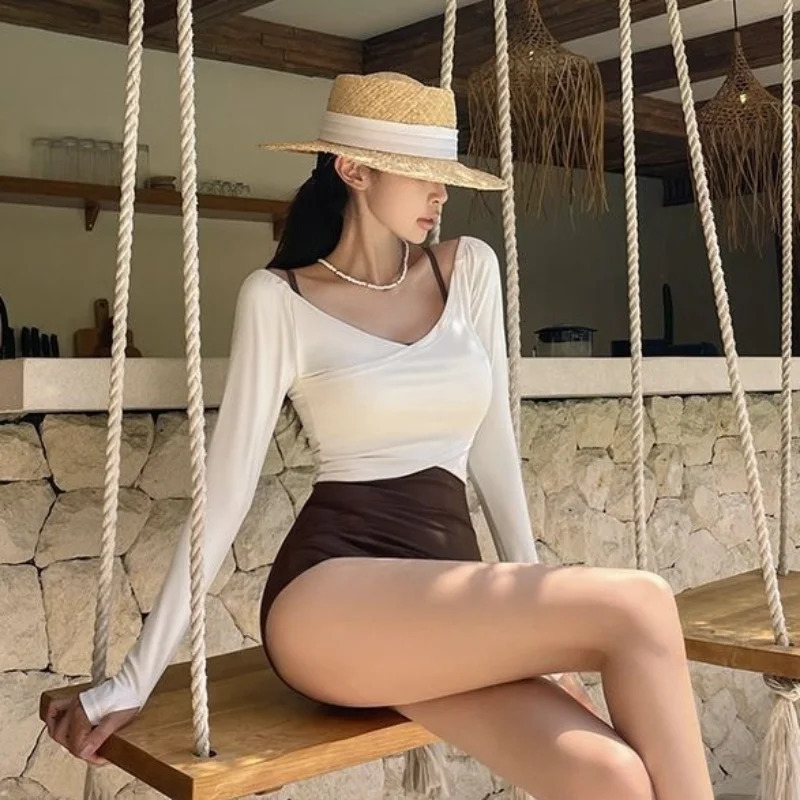 Sexy One Piece Solid Swimsuit with Cover Up Bathing Suit Women Swimwear Monokini Bandeau Korean Padded Beach Wear 250108