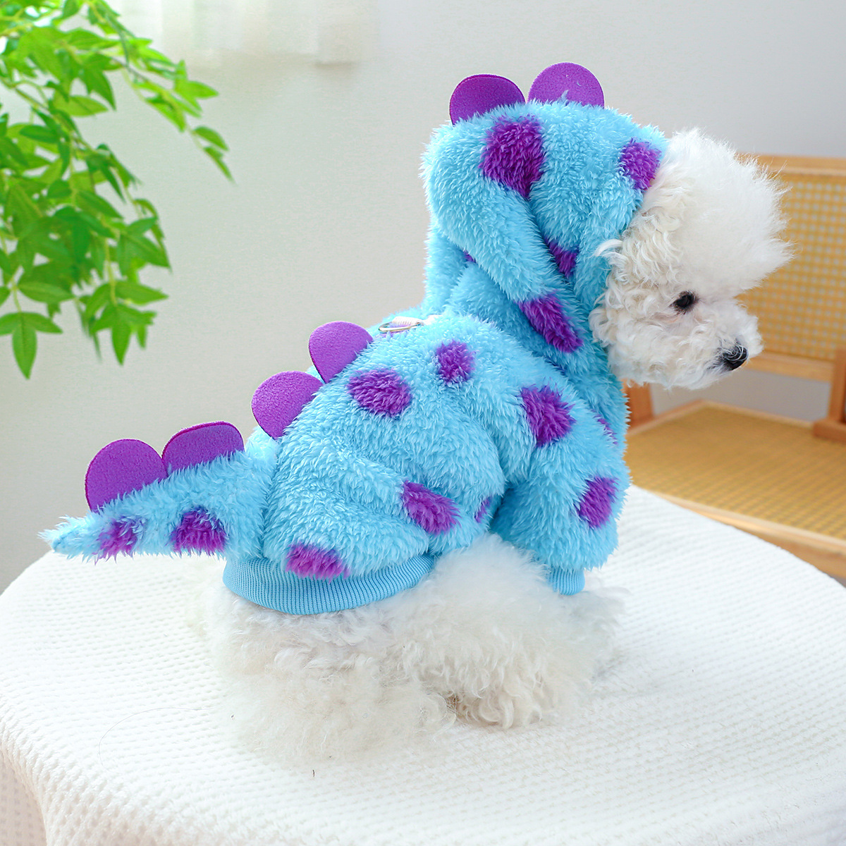 Pet clothing autumn and winter manufacturers wholesale cashmere warm dog cat clothing flower four-legged dinosaur change outfit set
