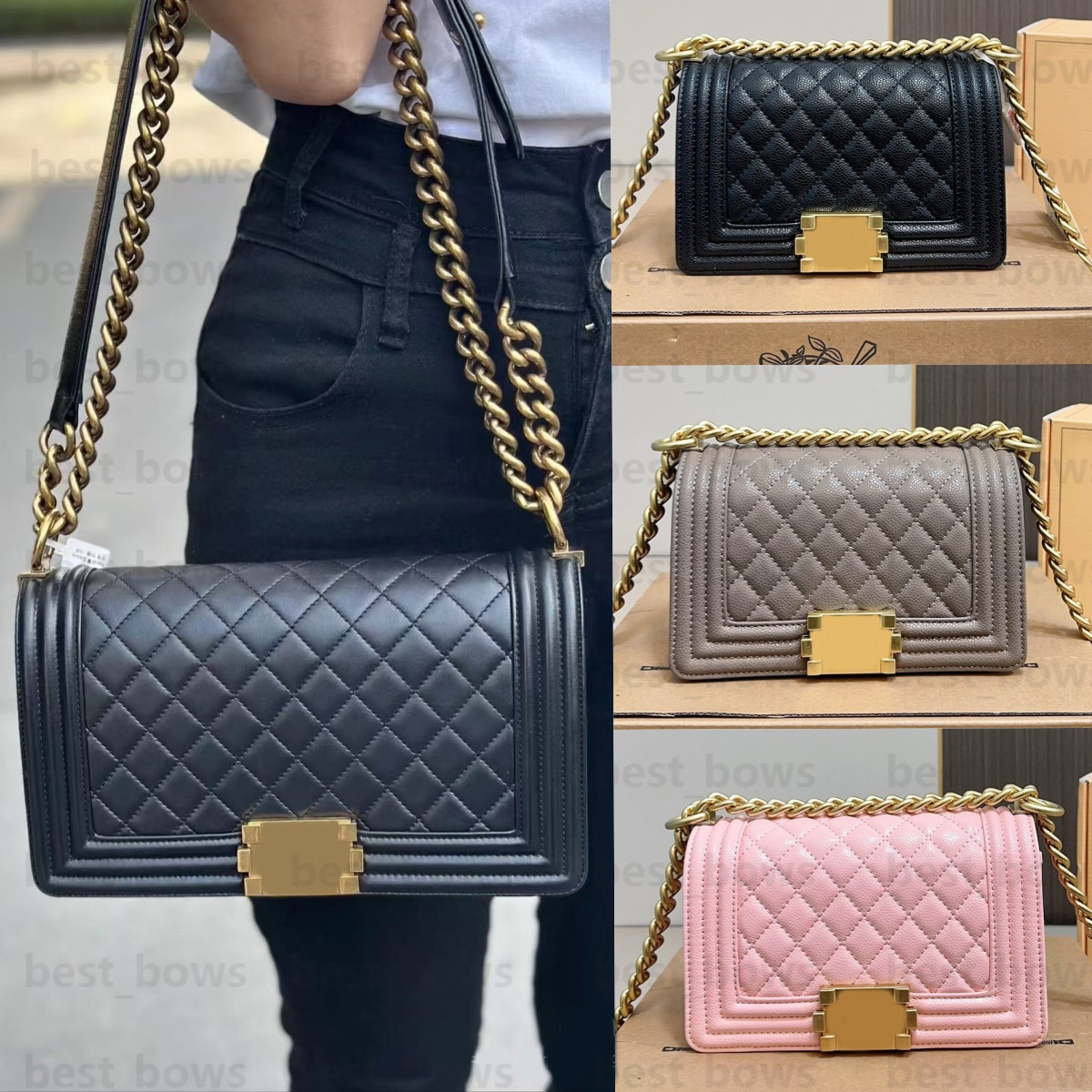 Designer bag Women shoulder bag BOY bag woman Diamond Lattice fashion handbag leather crossbody bags Luxurious chain bags clutch purse