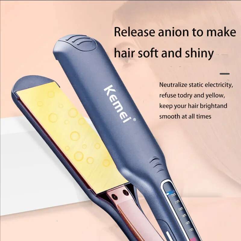 Km-740 Portable Professional Led Six-speed Flat Negative Ion Anti-scald Hair Straightener Curg Iron
