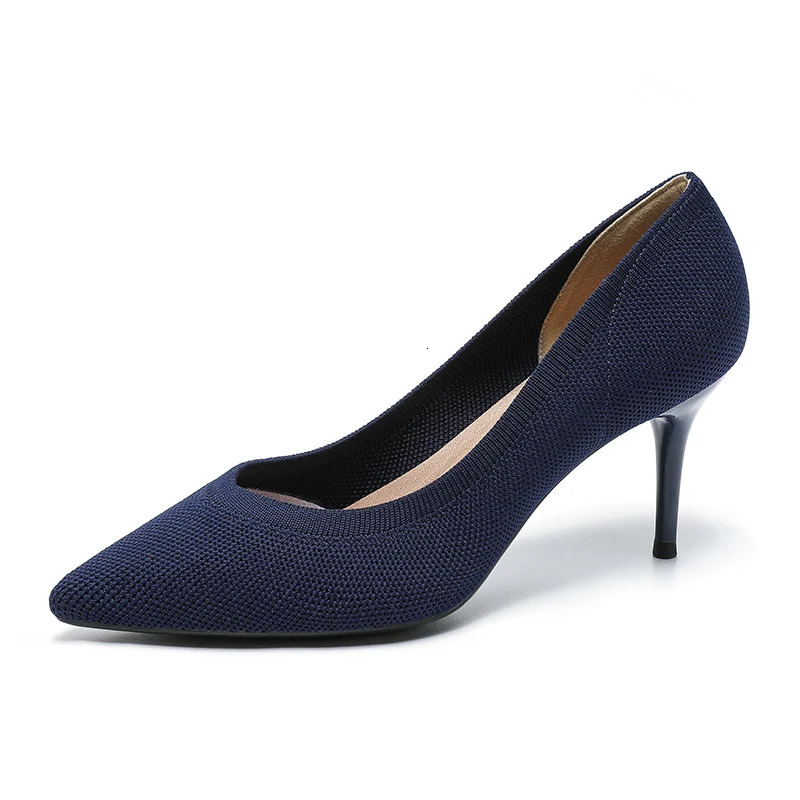 DIMANYU High Heels Women 2024 Knitted Pointy Womens Dress Shoes Thin With Nightclub Sexy Model Runway Shoes Women 250103