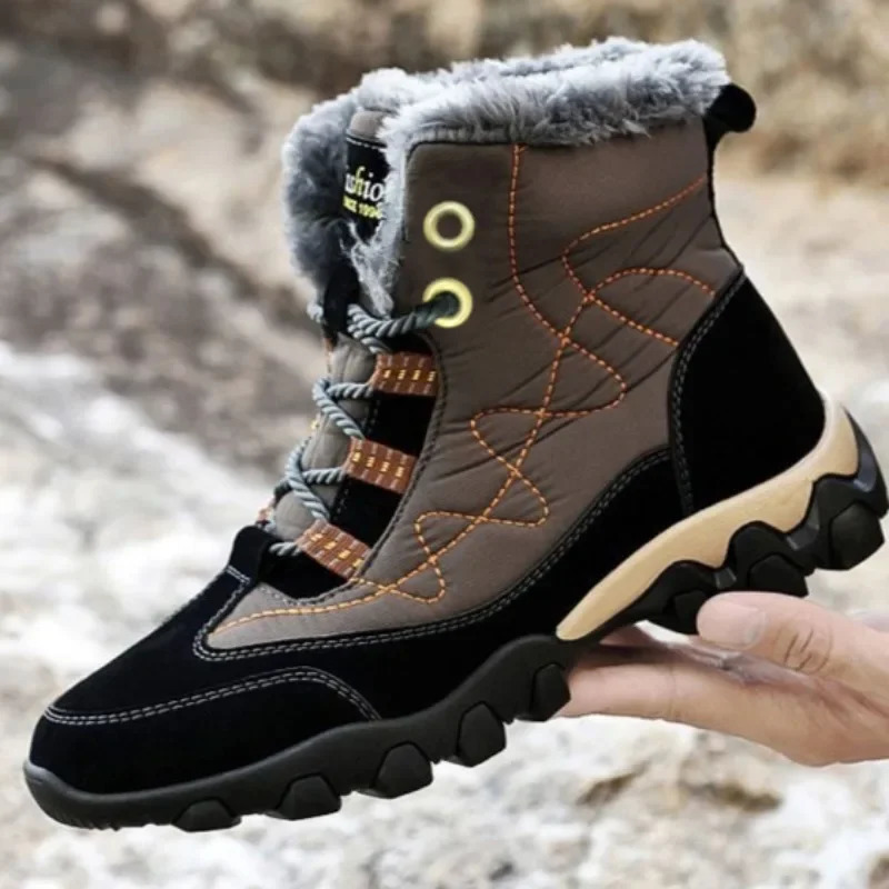 Platform Snow Boots for Men Casual Winter Shoes Man Lace Up Warm Cold Proof in Waterproof Footwear Anti Slip Fashion 250106