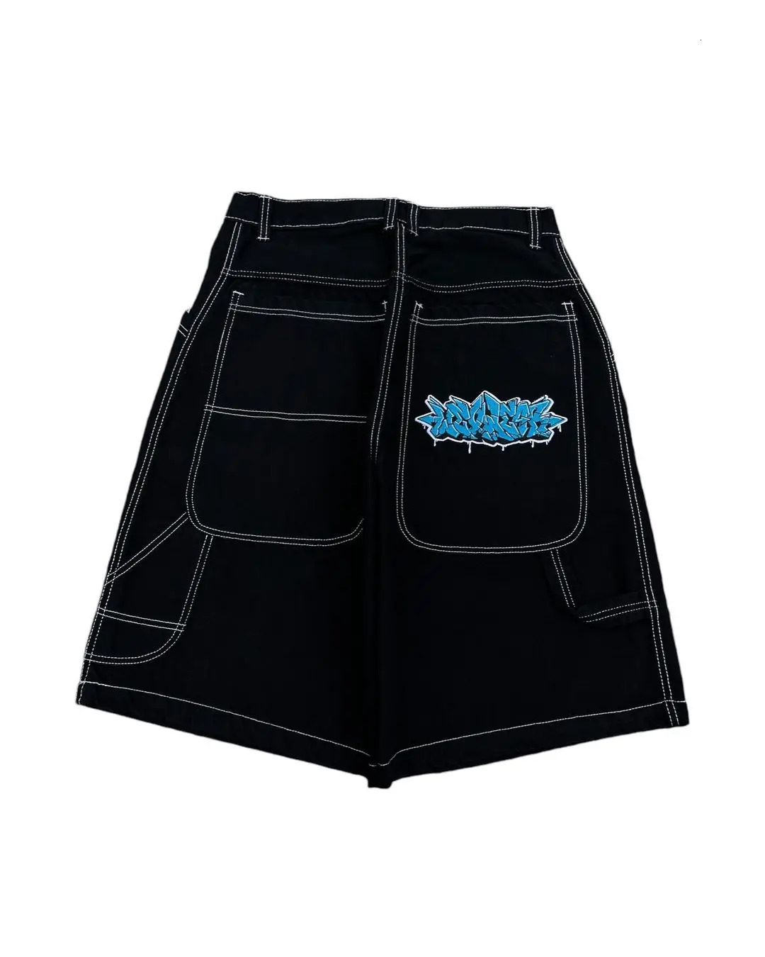 Wexwear Embroidery Skate Cargo Jeans Denim Shorts Baggy Retro Y2k Harajuku Gym Basketball Streetwear Men Clothing 250106