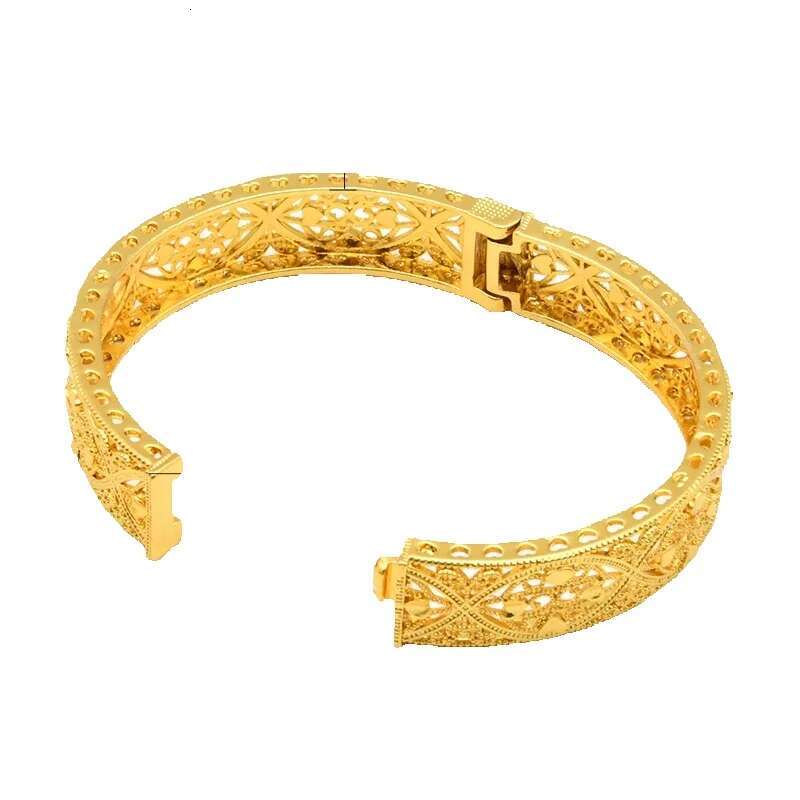 Dubai 24k Gold Plated Bangles Luxury Indian Bangle African Women Hard Bracelets Charm Wedding Ethiopian Arabic Hand Jewelry