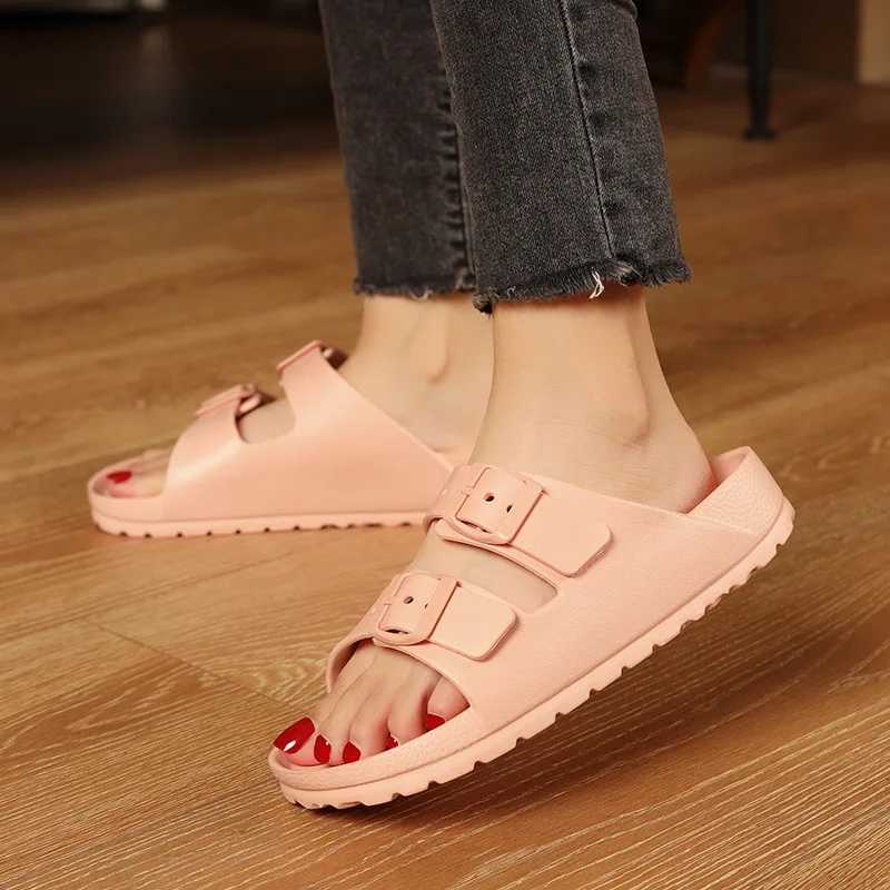 New Arrival Womens slippers at home new summer slippers beach sandals flat bottomed EVA double button slippers mens shoes solid T250108