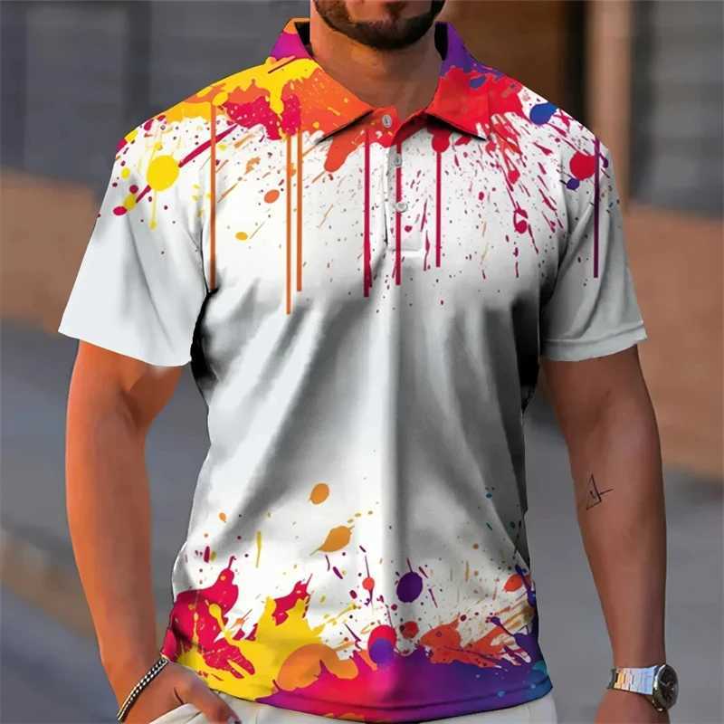 3d Graffiti Printed Lapel Shirts For Man Summer Casual Polo Shirts Mens Button Golf Tee Shirt Tops Oversized Male ClothingXJ250108