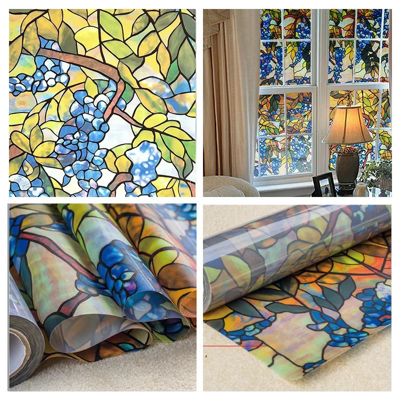 Window Privacy Film Adhesive Static Clings 3D Decorative Flower Stained Vinyl Glass Christmas Sticker 250106