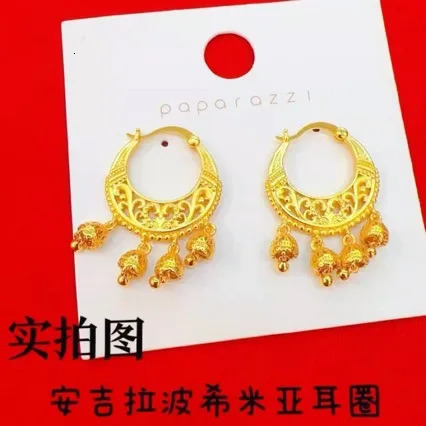 Womens 18K gold earrings AU750 earring ornaments simple ethnic style wedding jewelry accessories 250103