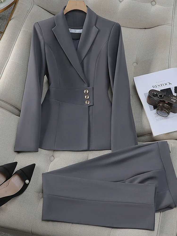 Office womens jacket and pants set 2-piece set womens Conjuntos Para jeres Ele Matching Trouser set Spring and Autumn W250108