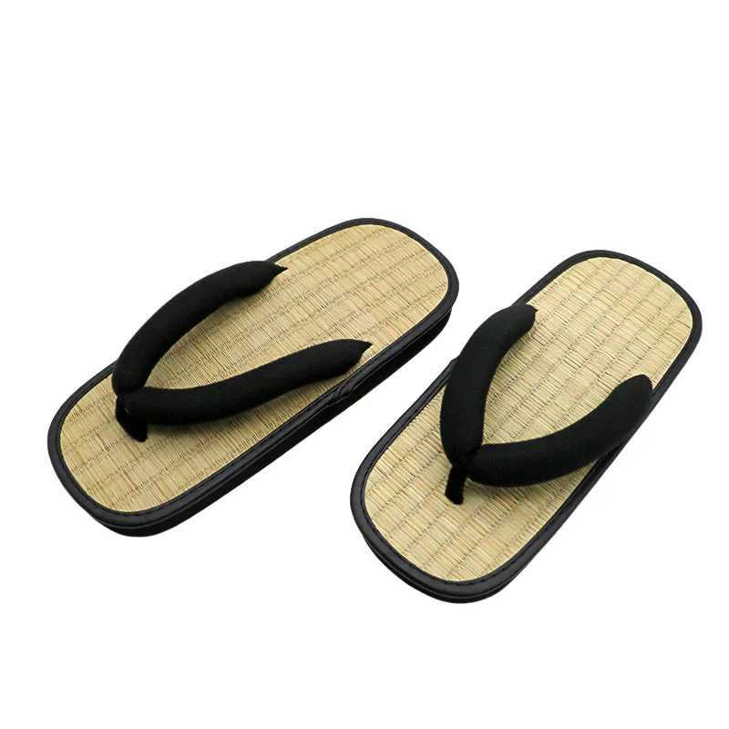 New Arrival Grass mens flip summer slippers Y-shaped clip on slippers sandals open toe Japanese thick soled slippers indoor T250108