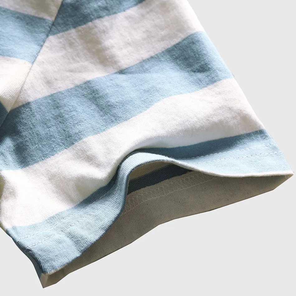High Quality ZeCMOS new mens striped T-shirt fashionable O-neck short sleeved slim fit blue striped mens T-shirt T250108