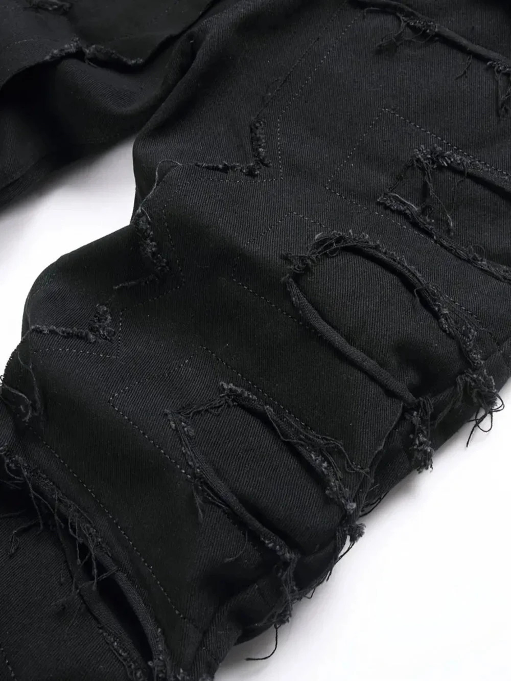 Men Biker Jeans Stylish Stacked Spliced Distressed Loose HipHop Male Motorcycle Straight Casual Denim Pants For Men Trousers 250107