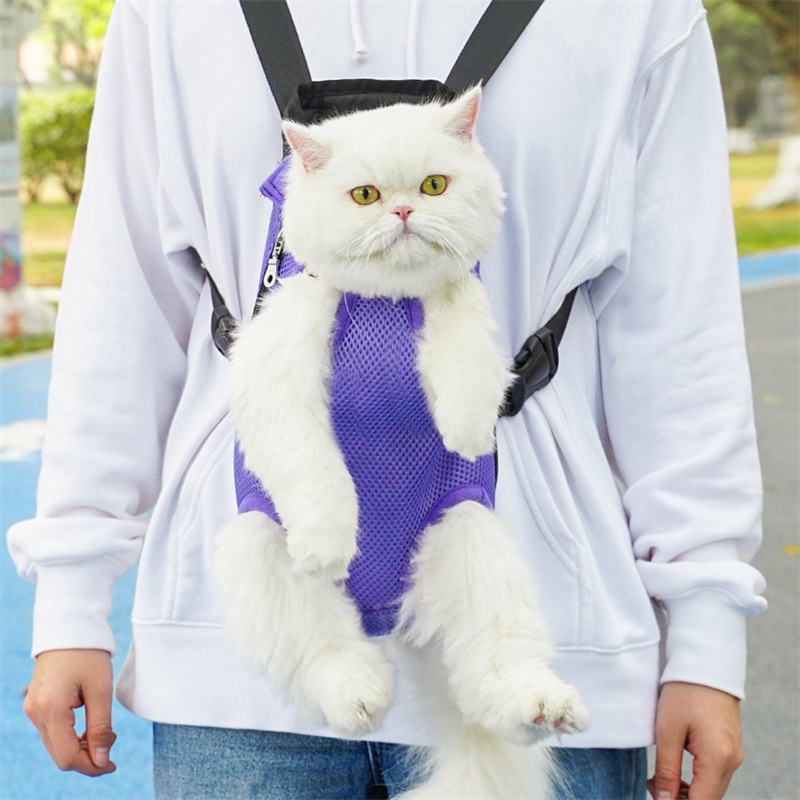Dog cat backpack pet backpack portable mesh cloth breathable backpack small and medium-sized dog supplies wholesale