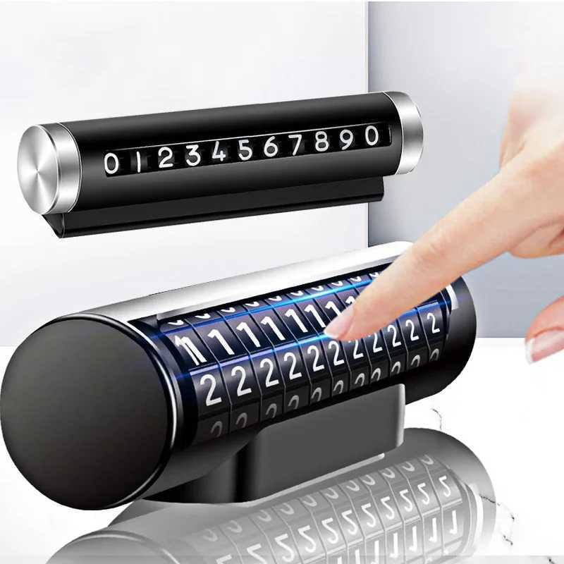 Interior Decorations Car phone number board temporary parking card aluminum sticker rotating parking card automatic accessories H250108