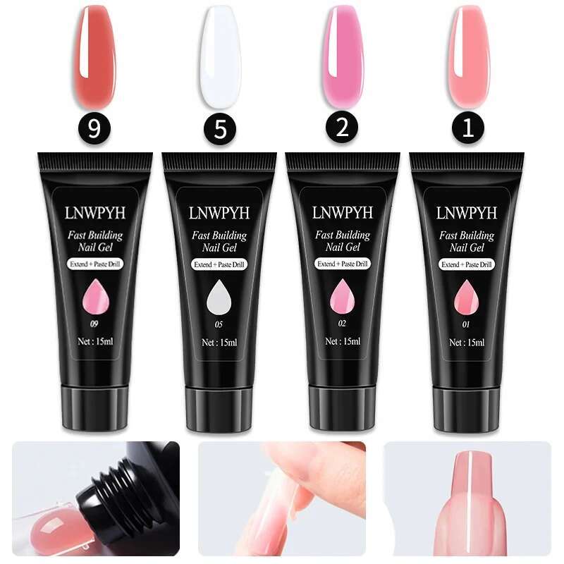 Polish Acrylic Kit Poly With Nail Lamp Nails Extension Glitter UV Building Gel Manicure Tools Set