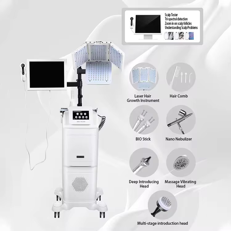 New 7 In 1 High Frequency Hair Follicle Detection Scalp Treatment Machine Hair Analyze Scalp Care Massage Hair Regrowth Device