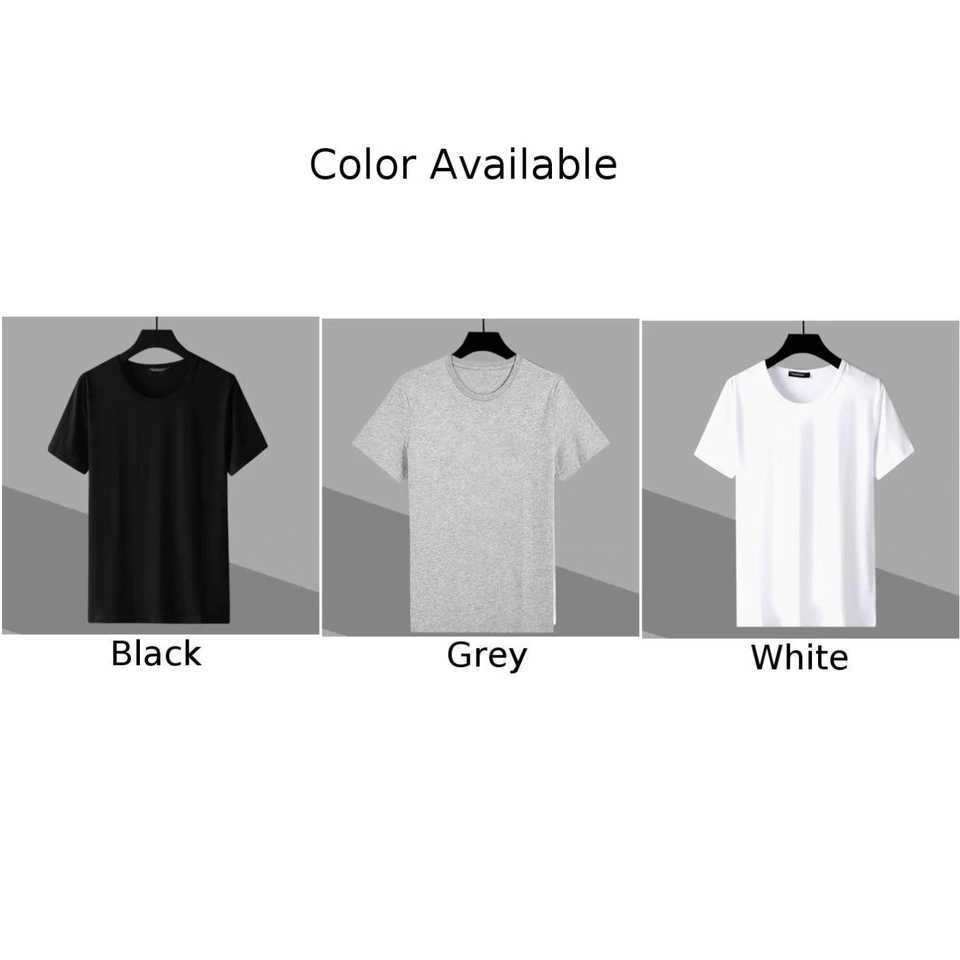Mens casual T-shirt comfortable round neck short sleeved slim fit solid elastic T-shirt fashionable M250108