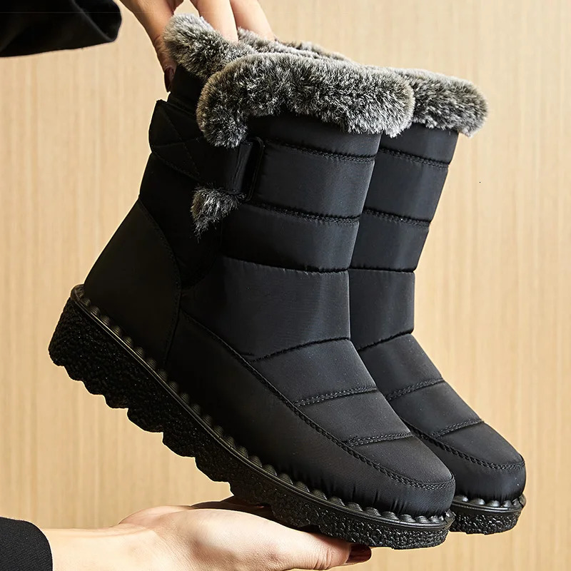 Womens Boots 2024 Trend Winter Shoes For Woman Winter Boots Ankle Low Heels Botas Mujer Waterproof Snow Boots With Fur Shoes 250106