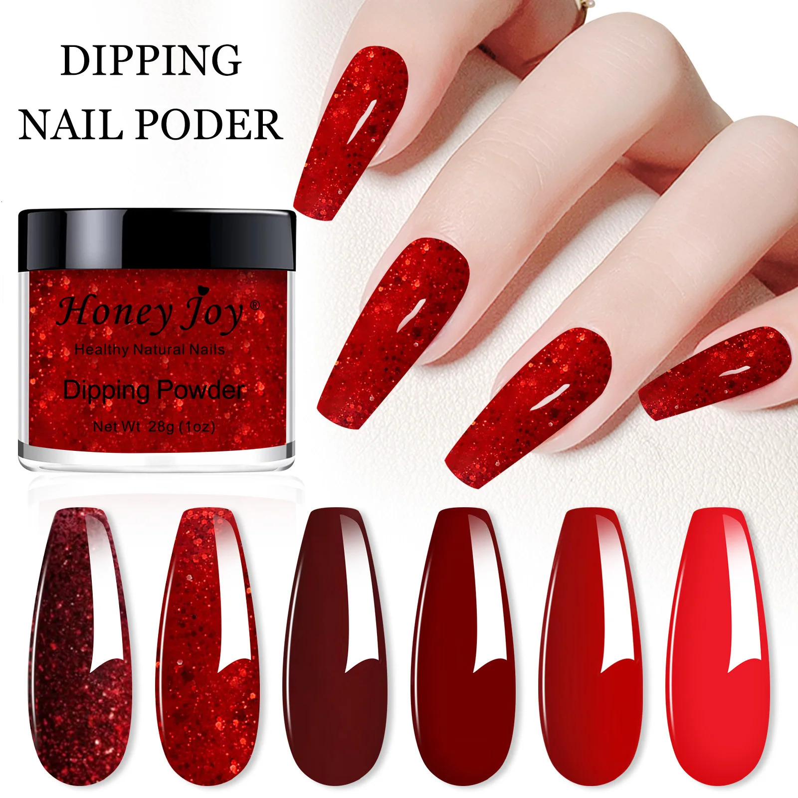 28gpot Very Fine Valentines Day Colors Red Glitter Dip Powder System Acrylic Dipping as Nail Gel Polish Effect 241230