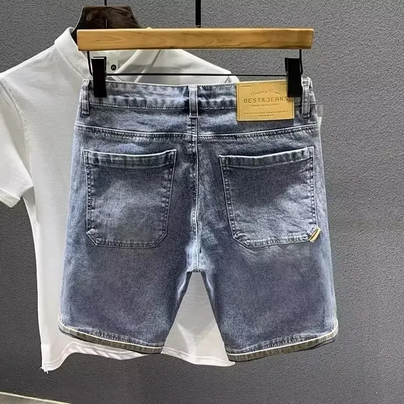 Trendy Highend Denim Shorts Mens Midwaist Fivepiece Jeans 2024 Summer Thin Style Spliced Fashionable Male Bottoms 250106
